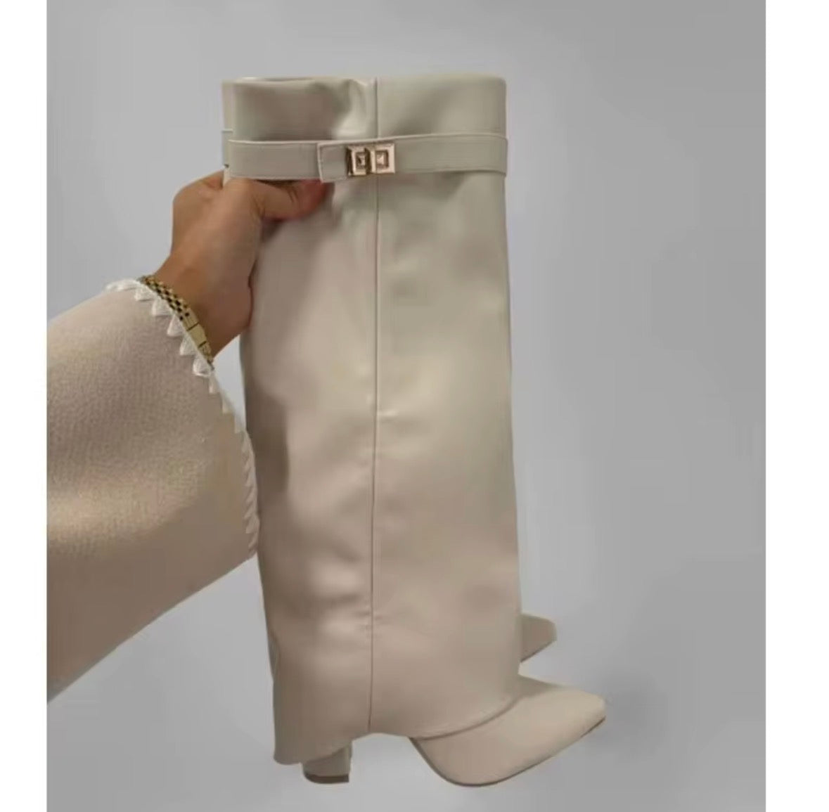 Suede Slouchy Fold Over Shark Boots