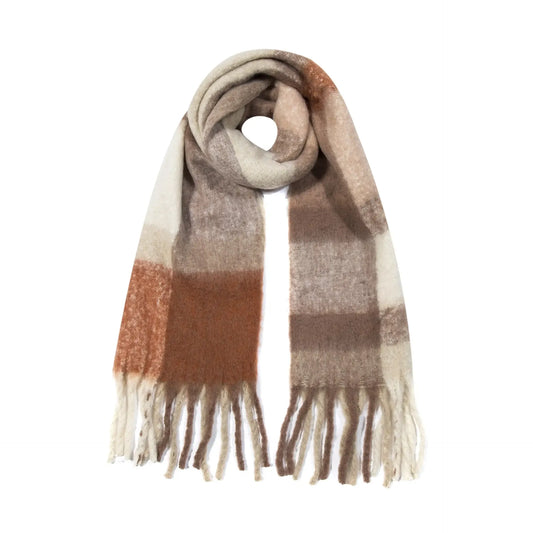 Cosy Check Schal – Weicher Strickschal in Braun, Schwarz & Khaki