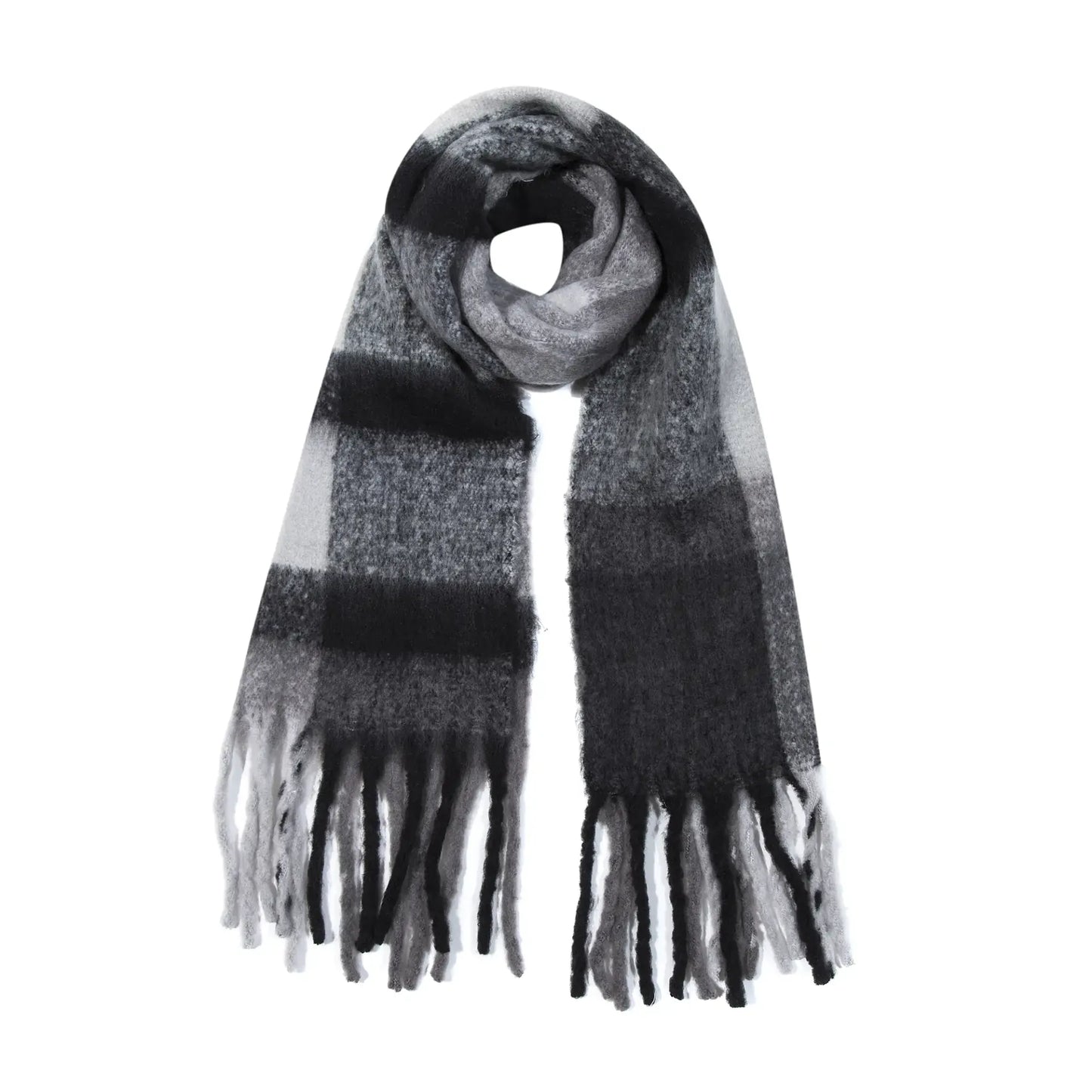 Cosy Check Schal – Weicher Strickschal in Braun, Schwarz & Khaki