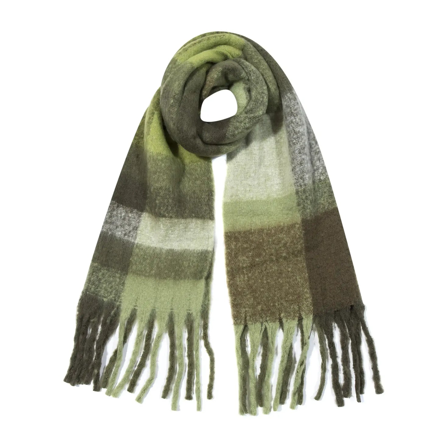 Cosy Check Schal – Weicher Strickschal in Braun, Schwarz & Khaki