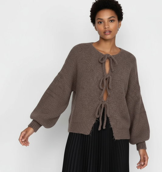 Cardigan mit Schleifen - Brown