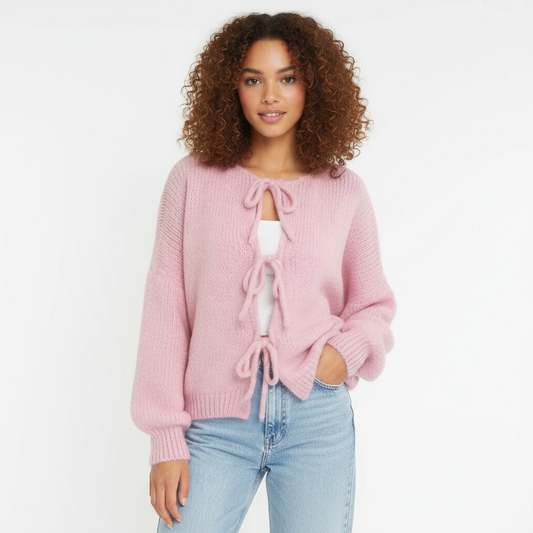 Cardigan mit Schleifen - Rosa