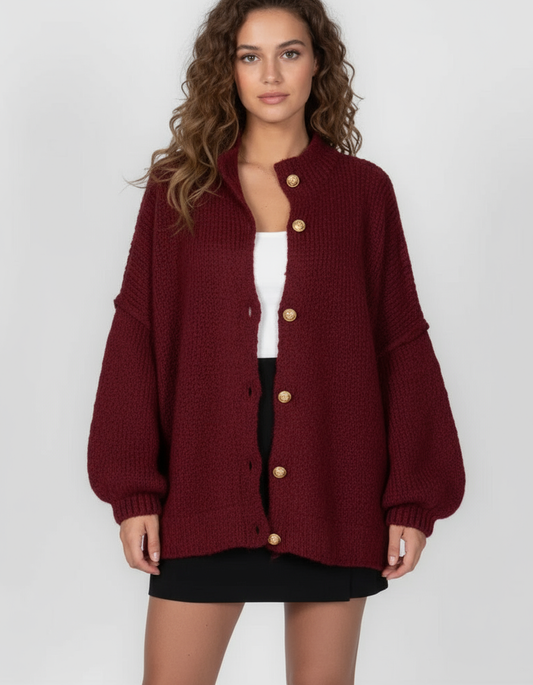 Oversized Cardigan - Bordeaux